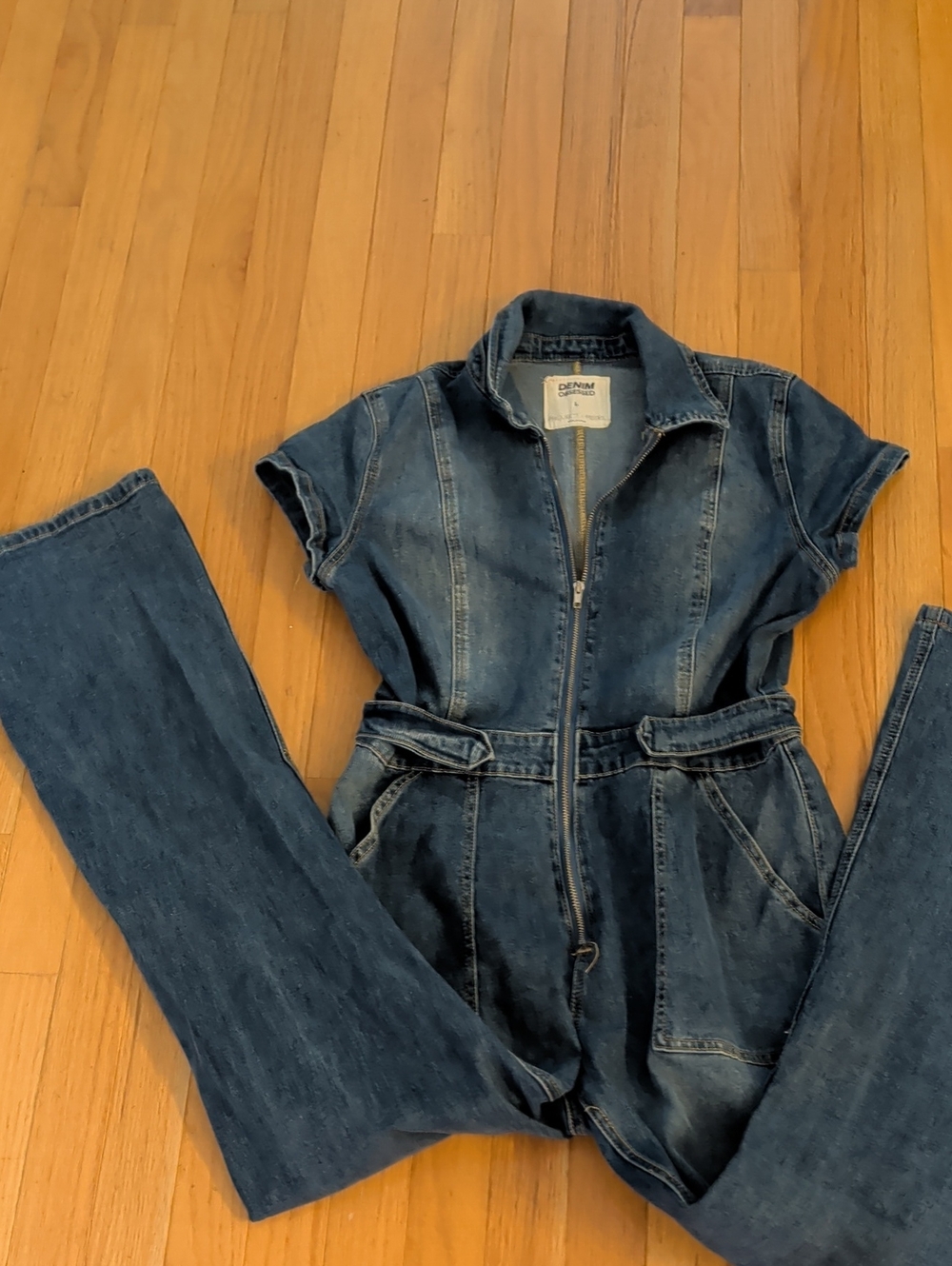 Denim Zip-Front Women’s Overalls - Blue